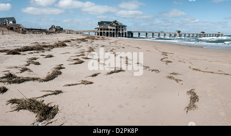 Nags Head Beach and Fishing Pier, Outer Banks, North Carolina Stock Photo