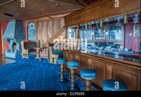 Interior of Kviknes Hotel in Balestrand, Norway along the Sognefjord, the longest fjord in Norway. Stock Photo