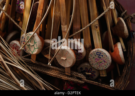 Craft products for sale in market stall, New Delhi, India Stock Photo