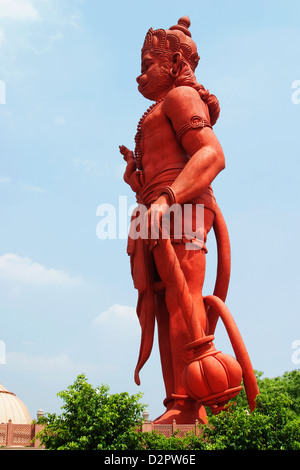 Idol of Lord Hanuman at a temple, Chhatarpur Temple, New Delhi, India Stock Photo