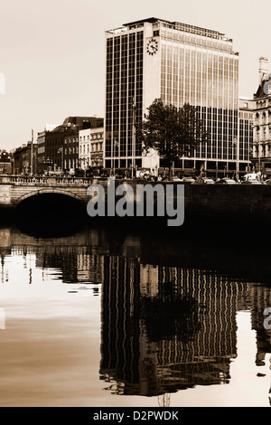Bridge across a river, O'Connell Bridge, Liffey River, Dublin, Republic of Ireland Stock Photo