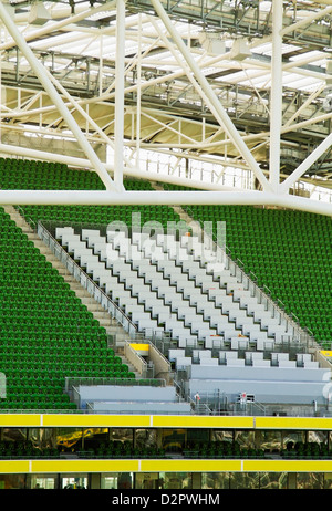 Empty rugby stadium, Aviva Stadium, Dublin, Republic of Ireland Stock Photo