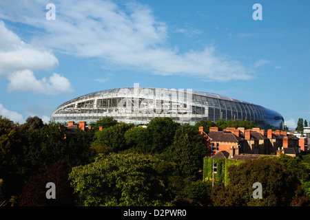 Trees in front of a stadium, Aviva Stadium, Dublin, Republic of Ireland Stock Photo