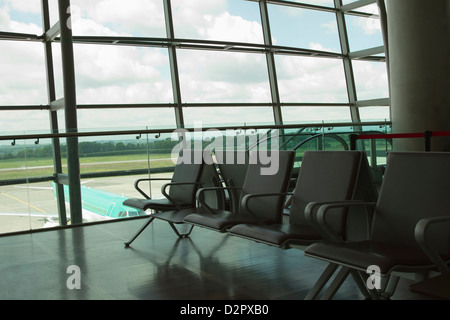 Chairs in an airport lounge, Cork Airport, Cork, County Cork, Republic of Ireland Stock Photo