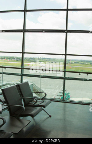 Chairs in an airport lounge, Cork Airport, Cork, County Cork, Republic of Ireland Stock Photo