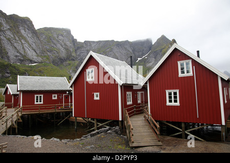 Summer cabins at Reine, Lofoten Islands, Norway, Europe