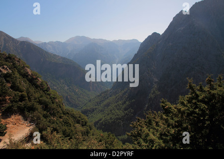 Samaria Gorge from lookout, Crete, Greek Islands, Greece, Europe Stock Photo