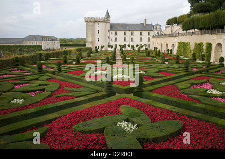 Gardens, Chateau de Villandry, UNESCO World Heritage Site, Indre-et-Loire, Touraine, Loire Valley, France, Europe Stock Photo