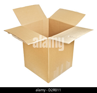 open empty cardboard box isolated on white Stock Photo