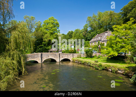 Bridge over River Coln, Bibury, Cotswolds, Gloucestershire, England, United Kingdom, Europe Stock Photo