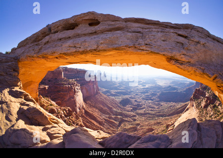 Mesa Arch sunrise, Island in the Sky, Canyonlands National Park, Utah, United States of America, North America Stock Photo