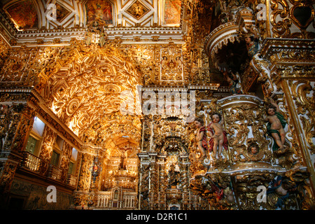 The interior of Igreja de Sao Francisco church, Salvador (Salvador de Bahia), Bahia, Brazil, South America Stock Photo