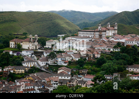 A view over the town of Ouro Preto from near the church of Sao Francisco de Paula, Ouro Preto, Minas Gerais, Brazil Stock Photo
