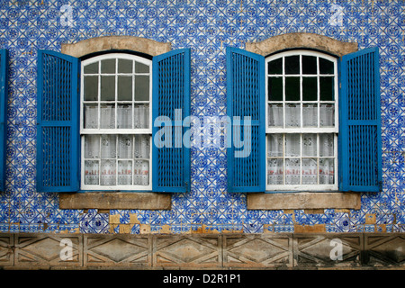 House covered with azulejos (tiles), Ouro Preto, UNESCO World Heritage Site, Minas Gerais, Brazil, South America Stock Photo