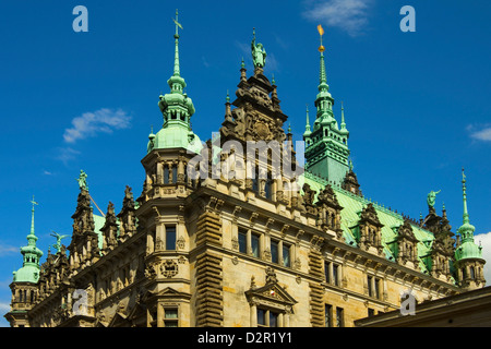 Ornate neo-renaissance architecture of the Hamburg Rathaus (City Hall), opened 1886, Hamburg, Germany, Europe Stock Photo