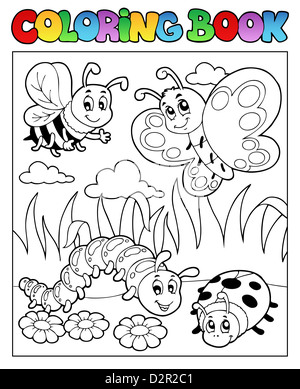 Coloring book bugs theme image 2 - picture illustration. Stock Photo