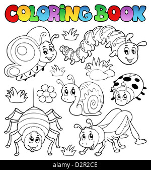 Coloring book cute bugs 1 - picture illustration. Stock Photo