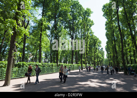 People enjoying the Summer Garden, St. Petersburg, Russia, Europe Stock Photo