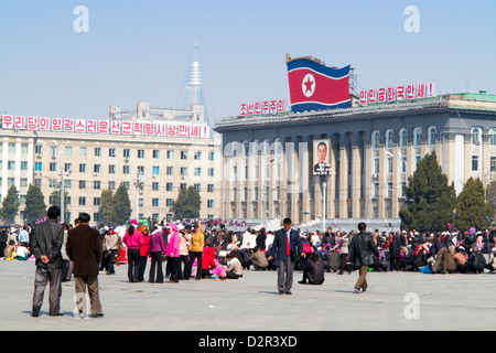 Kim Il Sung Square, Pyongyang, Democratic People's Republic of Korea (DPRK), North Korea, Asia Stock Photo