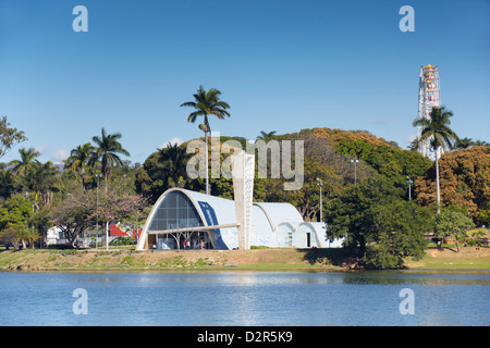 Church of St. Francis of Assisi, designed by Oscar Niemeyer, Pampulha Lake, Pampulha, Belo Horizonte, Minas Gerais, Brazil Stock Photo