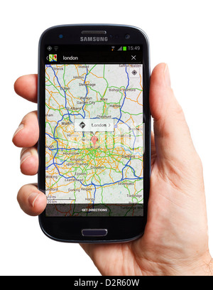 Google maps on an Android smartphone mobile phone smart phone Stock Photo