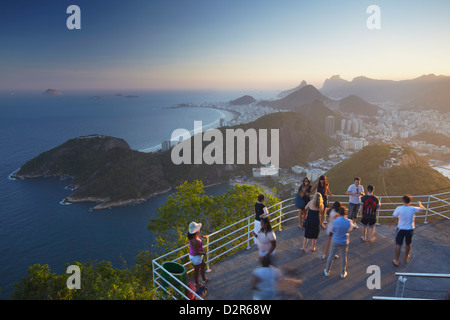 Tourists at Sugar Loaf Mountain (Pao de Acucar), Rio de Janeiro, Brazil, South America Stock Photo