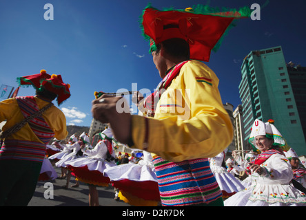 Dancers performing in Entrada Universitaria (University Entrance) Festival, La Paz, Bolivia, South America Stock Photo