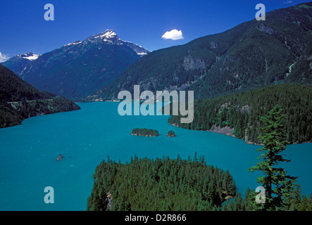 Diablo Lake, Sourdough Mountain, Ross Lake National Recreation Area, Cascade Mountains, Washington, United States, North America Stock Photo