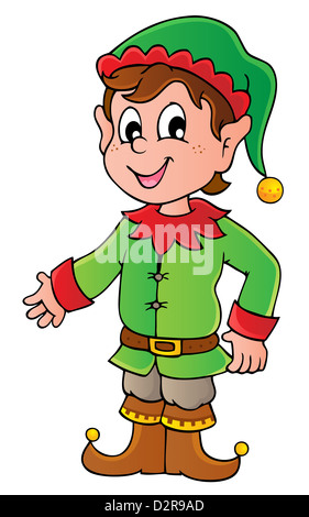 Christmas elf theme 1 - picture illustration. Stock Photo