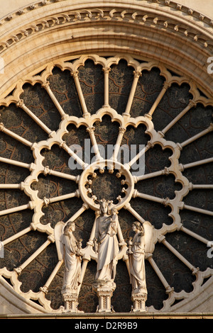 Rose window, Western facade, Notre Dame cathedral, Paris, France, Europe Stock Photo