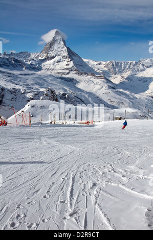 Gornergrat is Switzerland's highest open-air train station opened in 1898, takes every day many of tourists and skiers. Stock Photo