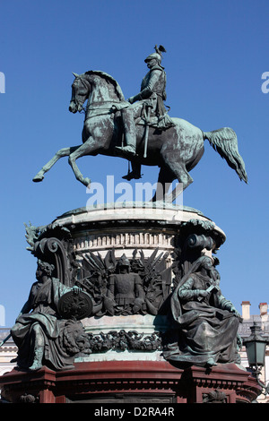 Nicholas I Monument in St. Isaac's Square, St. Petersburg, Russia, Europe Stock Photo