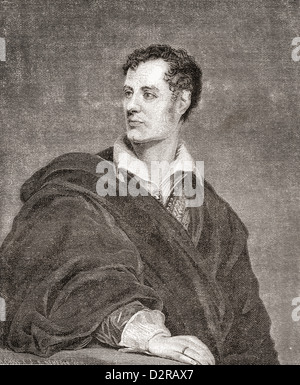 George Gordon Byron, 6th Baron Byron, later George Gordon Noel, 1788 – 1824, commonly known simply as Lord Byron. English poet. Stock Photo
