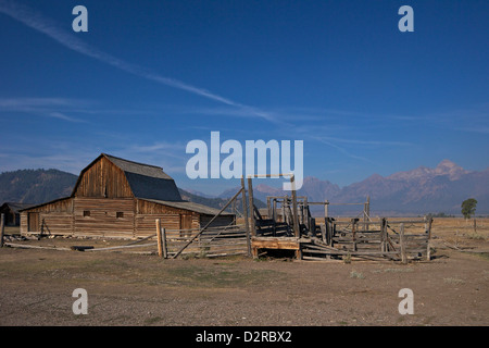 Barn, John and Bartha Moulton Homestead, Mormon Row Historic District, Grand Teton National Park, Wyoming, USA Stock Photo