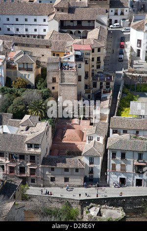 Granada city and its Mediterranean style architecture viewed from the elevated vantage point of the Alhambra Andalucia Spain Stock Photo