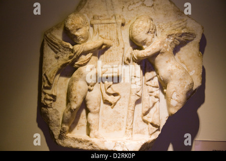 asia, turchia, anatolia, selcuk, museum of ephesus, sculpture with eros Stock Photo