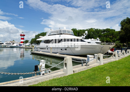 Luxury yacht in harbor. Hilton Head Island, SC Stock Photo