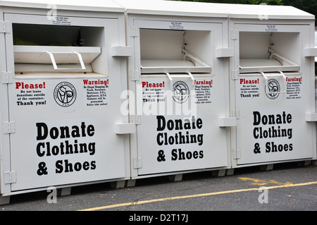Donation bins for charity Stock Photo