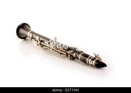 Black clarinet isolated on white background Stock Photo