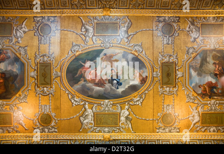 Paintings / painting decoration on the ceiling in the The Kings Gallery of Kensington Palace, London. UK. Stock Photo