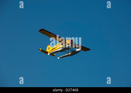 Float plane flying into Ketchikan, Alaska, USA Stock Photo