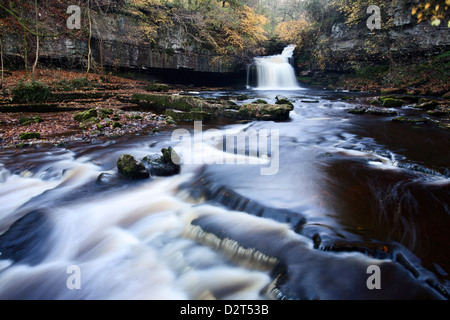 West Burton Waterfall in autumn, Wensleydale, North Yorkshire, England, United Kingdom, Europe Stock Photo