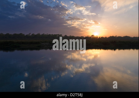 Sunset over Chitwan National Park, UNESCO World Heritage Site, Western Terai, Nepal, Asia Stock Photo