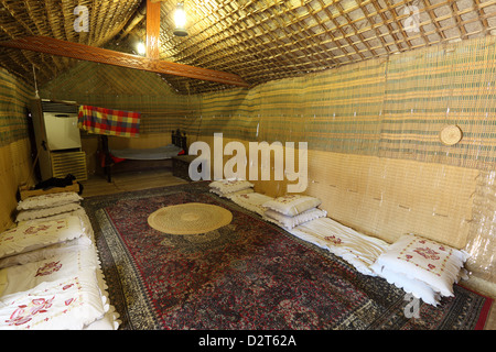 Inside of a traditional bedouin tent in Abu Dhabi, UAE Stock Photo