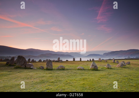 Castlerigg stone circle at dawn in the Lake District National Park, Cumbria, England, United Kingdom, Europe Stock Photo