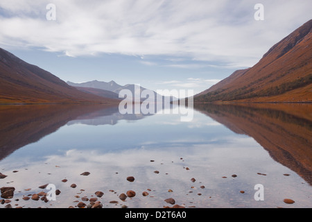 The waters of Loch Etive reflecting the surrounding mountains, Argyll and Bute, Scotland, United Kingdom, Europe Stock Photo