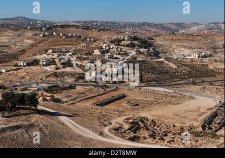 Excavations and Arab village at the place of ancient King Herod palace in Herodion Stock Photo