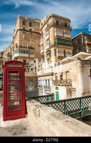 British telephone box in Valetta, Malta Stock Photo