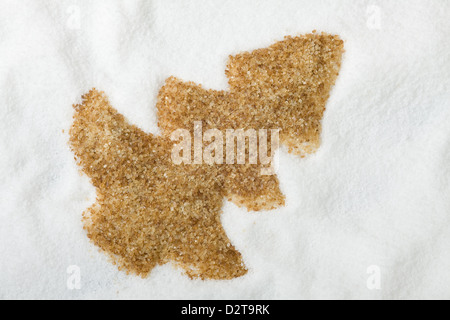 Christmas tree made of sugar crystals in the white sugar Stock Photo