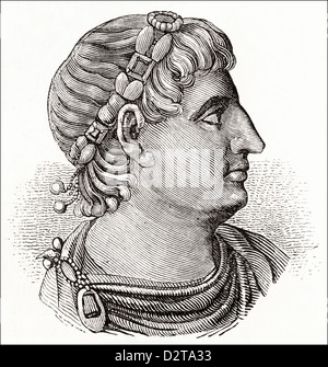 Bust profile of Roman Emperor Constantine the Great Victorian woodcut engraving circa 1845 Stock Photo